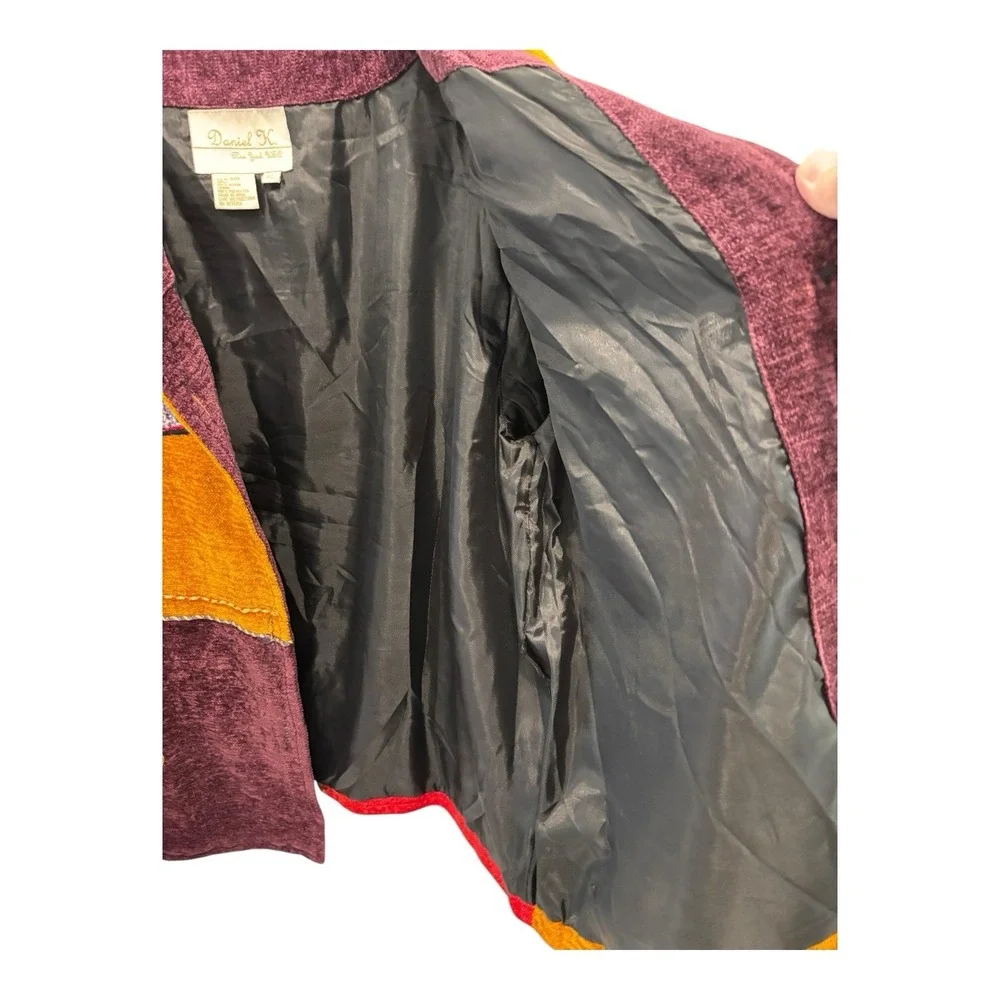 Daniel K Jacket‎ Womens XL Multicolor Patchwork Wearable Art Abstract Geometric